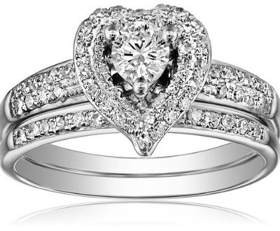 White Gold Heart Diamond Bridal Ring