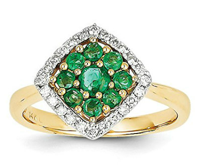 Yellow Gold Emerald Cluster Ring
