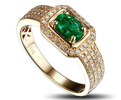 Yellow Gold Emerald Diamond Engagement Ring