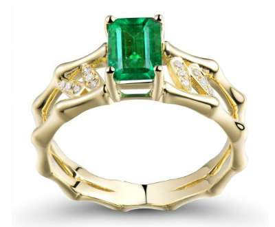 Yellow Gold Emerald Solid 14K Ring