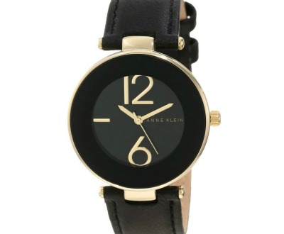 Anne Klein Watch with Black Leather Band