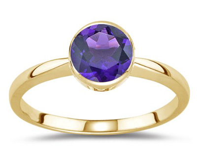 Amethyst Solitaire Gold Ring