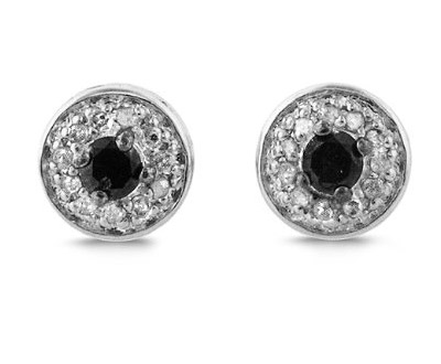 Black And White Diamond Silver Earrings