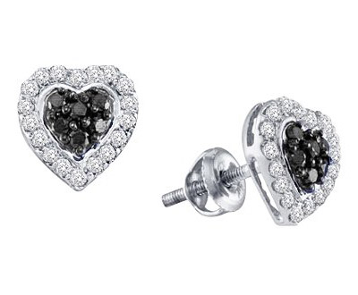 Black Diamond Heart Earrings