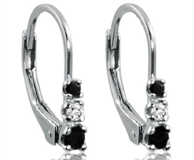 Black Diamond Leverback Earrings