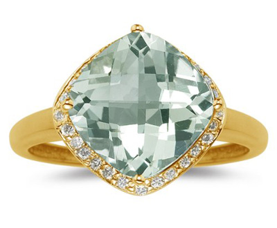 Diamond Green Amethyst Gold Ring