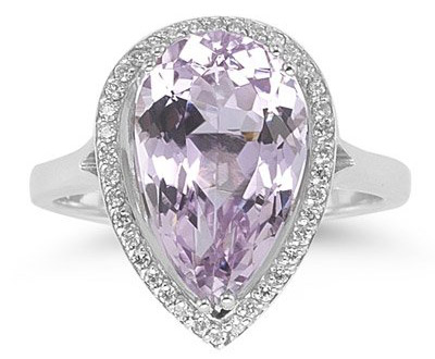 Kunzite Silver Diamond Ring