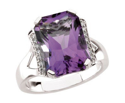 Natural Amethyst White Gold Ring