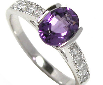 Oval Cut Amethyst White Gold Ring