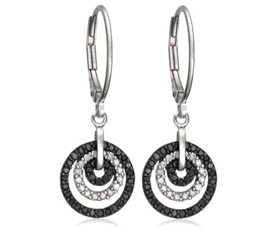 Silver Black Diamond Earrings