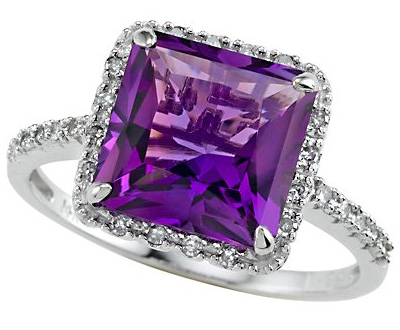 Square Cut Amethyst White Gold Ring