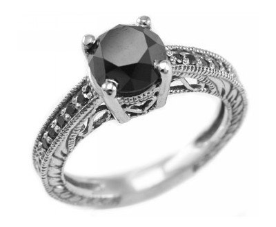 Antique Style Black Diamond Ring
