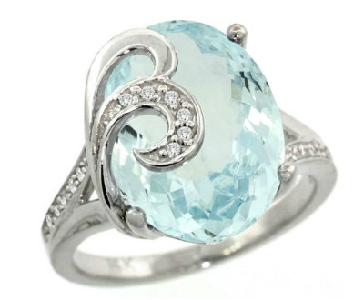 Aquamarine Diamond Accent Ring