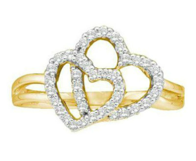 Art Nouveau Double Heart Ring