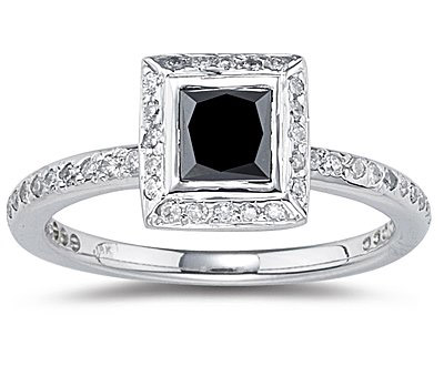 Black Diamond White Diamond Ring