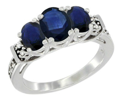 Blue Sapphire 3-Stone Ring