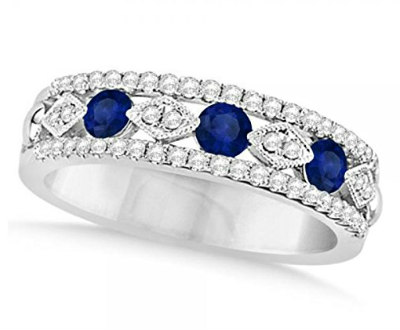 Blue Sapphire and Diamond Fashion Ring