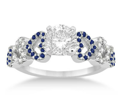 Blue Sapphire and Diamond Heart Designed Ring