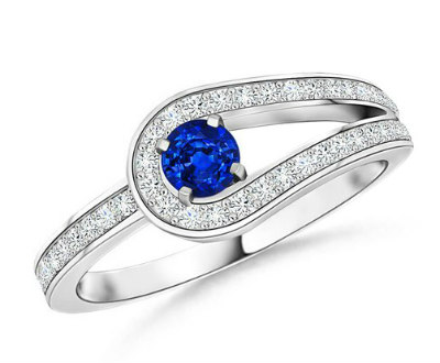 Blue Sapphire and Diamond Infinity Ring