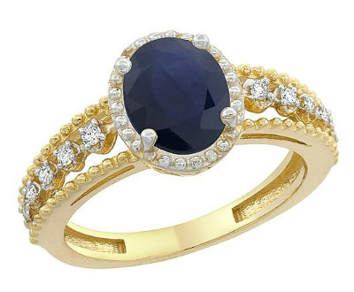 Blue Sapphire Floating Diamond Ring