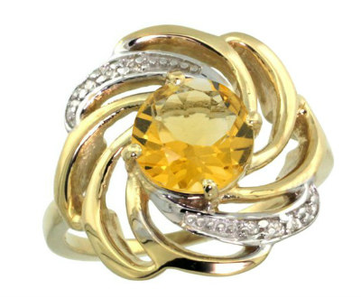 Citrine Diamond Accented Ring