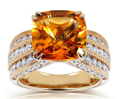 Citrine Diamond Engagement Ring