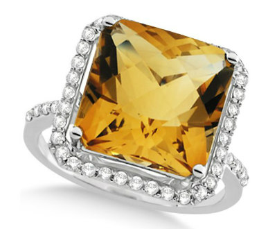 Citrine Solitaire Diamond Ring
