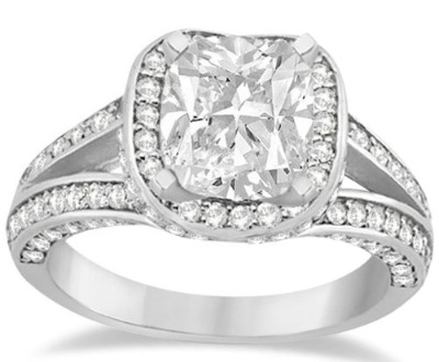 Cushion Cut White Diamond Engagement Ring
