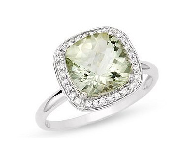 Diamond Green Amethyst Ring