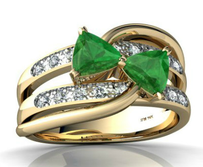 Emerald and Diamond Bowtie Ring