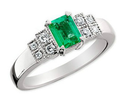 Emerald and Diamond Colombian Ring