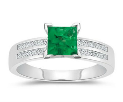 Emerald and Diamond Natural Ring