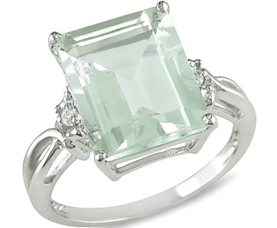 Emerald Cut Green Amethyst Ring