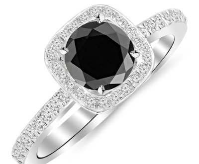 Halo Style Cushion Shape Diamond Engagement Ring