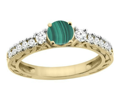 Malachite Engraved Engagement Ring