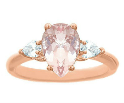 Morganite Pear Shape Diamond Ring