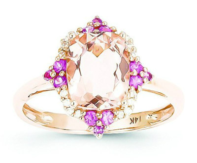Morganite, Pink Sapphire And Diamond Ring