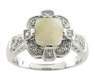 Opal 14K White Ring