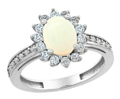 Opal Floral Halo Ring