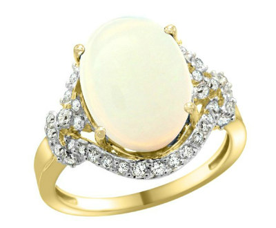 Opal Natural Halo Oval Ring