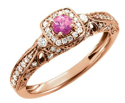 Pink Sapphire Round Ring