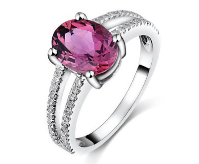 Pink Tourmaline Pave Ring