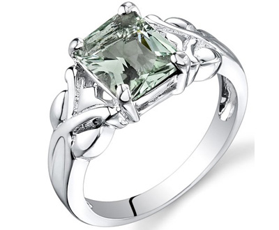 Radiant Cut Green Amethyst Ring