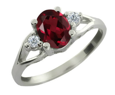 Rhodolite Oval Red Diamond Ring