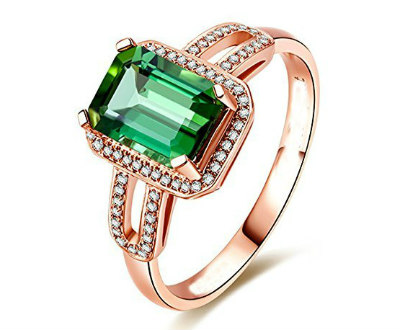 Rose Gold Emerald Diamond 2 Ring