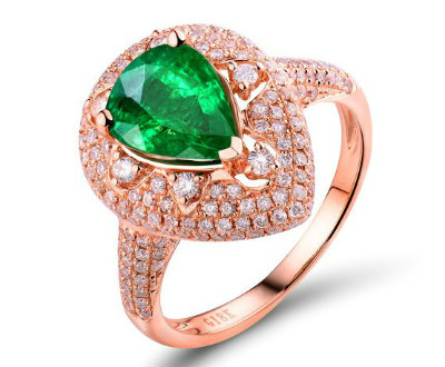 Rose Gold Emerald Pear Ring