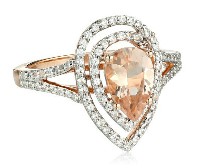 Rose Gold Morganite And Created White Sapphire Ring