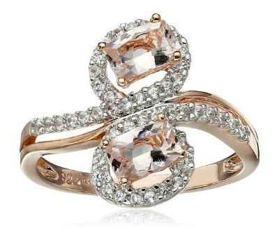 Sterling Silver Morganite And White Sapphire Ring