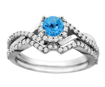 Swiss Blue Topaz 2-Piece Bridal Ring
