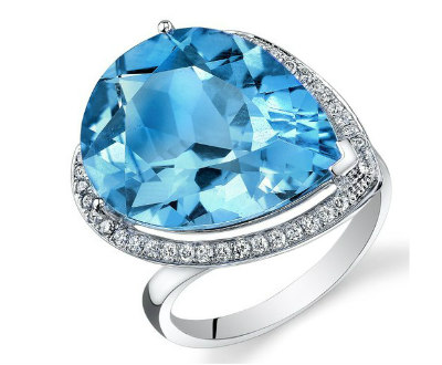 Swiss Blue Topaz Pear Ring